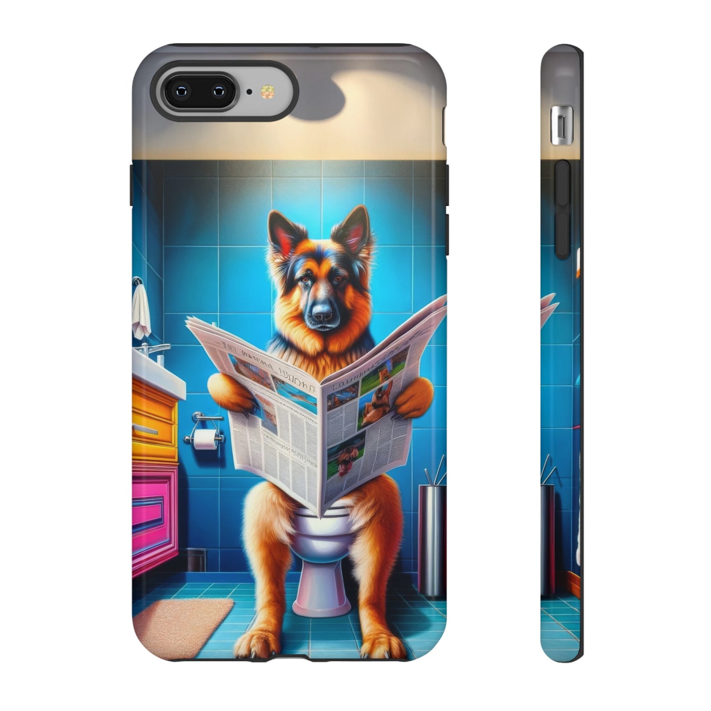 German Shepherd using a toilet Phone Case