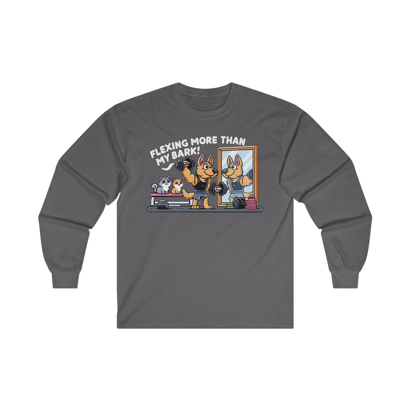 Flexing More Than My Bark Long Sleeve Shirt (20 colors) (German Shepherd)