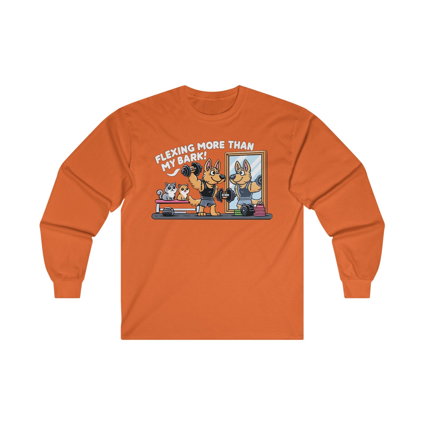 Flexing More Than My Bark Long Sleeve Shirt (20 colors) (German Shepherd)