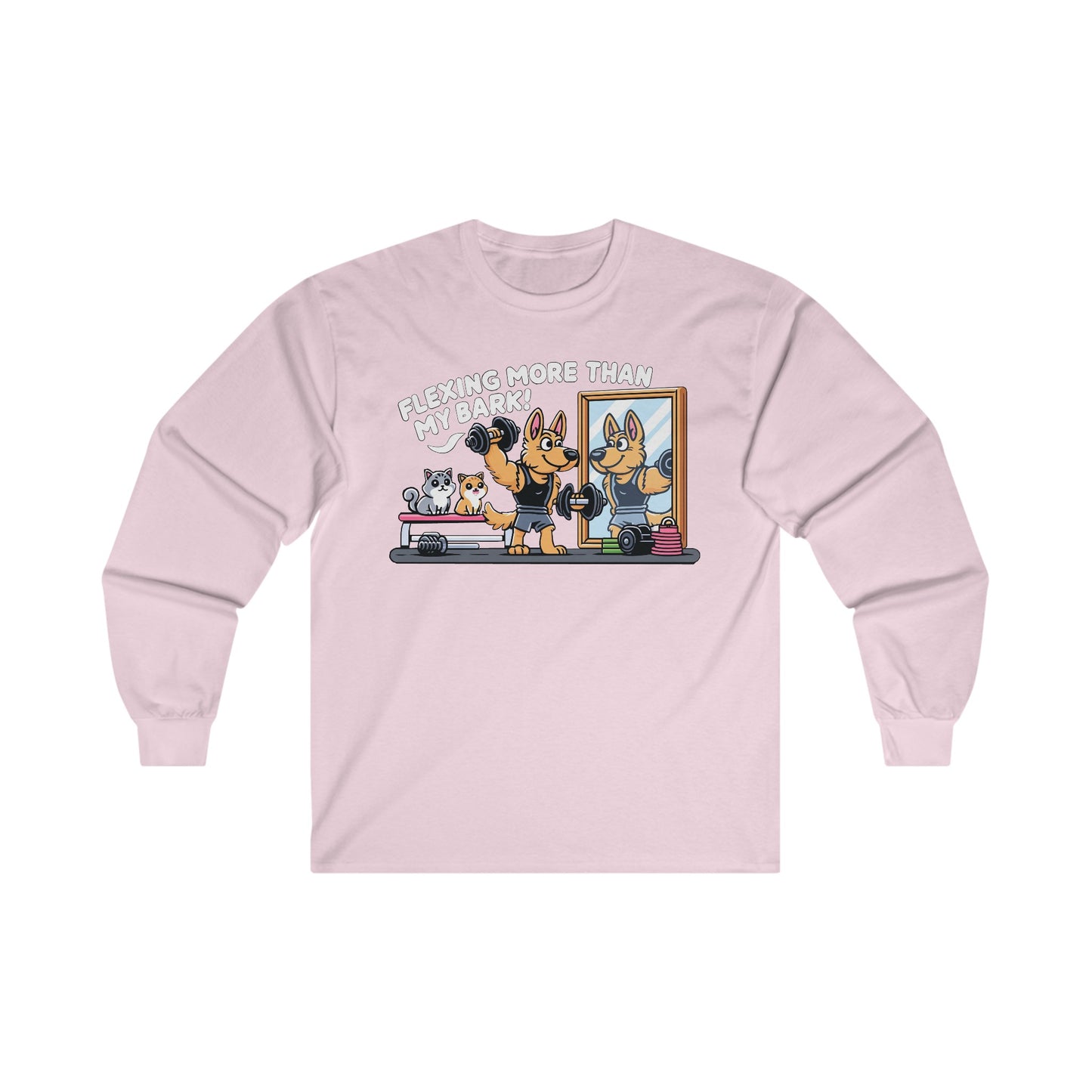 Flexing More Than My Bark Long Sleeve Shirt (20 colors) (German Shepherd)