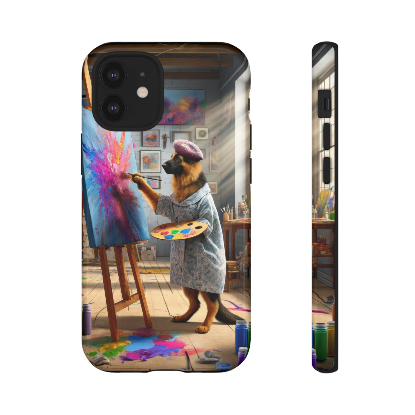 German Shepherd Painting on a Canvas Phone Case