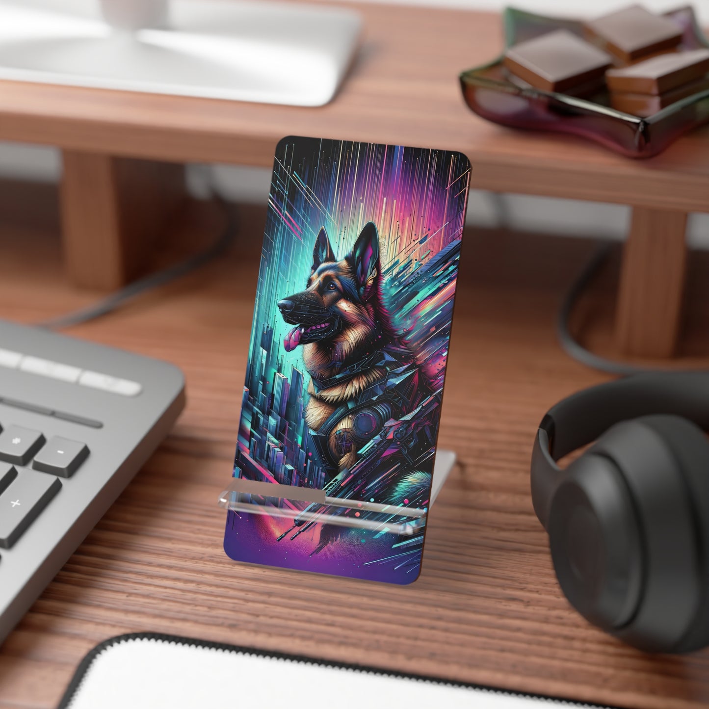 Futurism and gothic German Shepherd Smartphone Stand