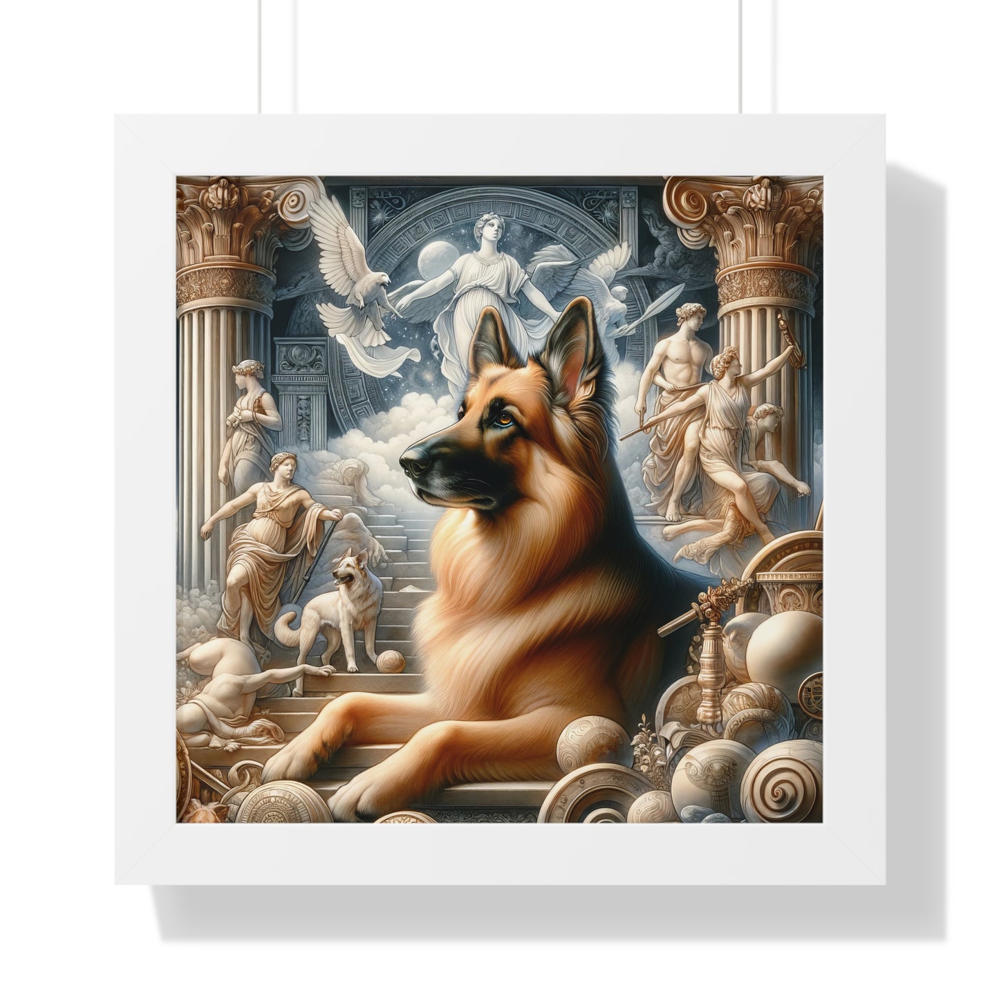 Neo-classicism and dreamy fantasy German Shepherd Framed Poster Painting 16x16