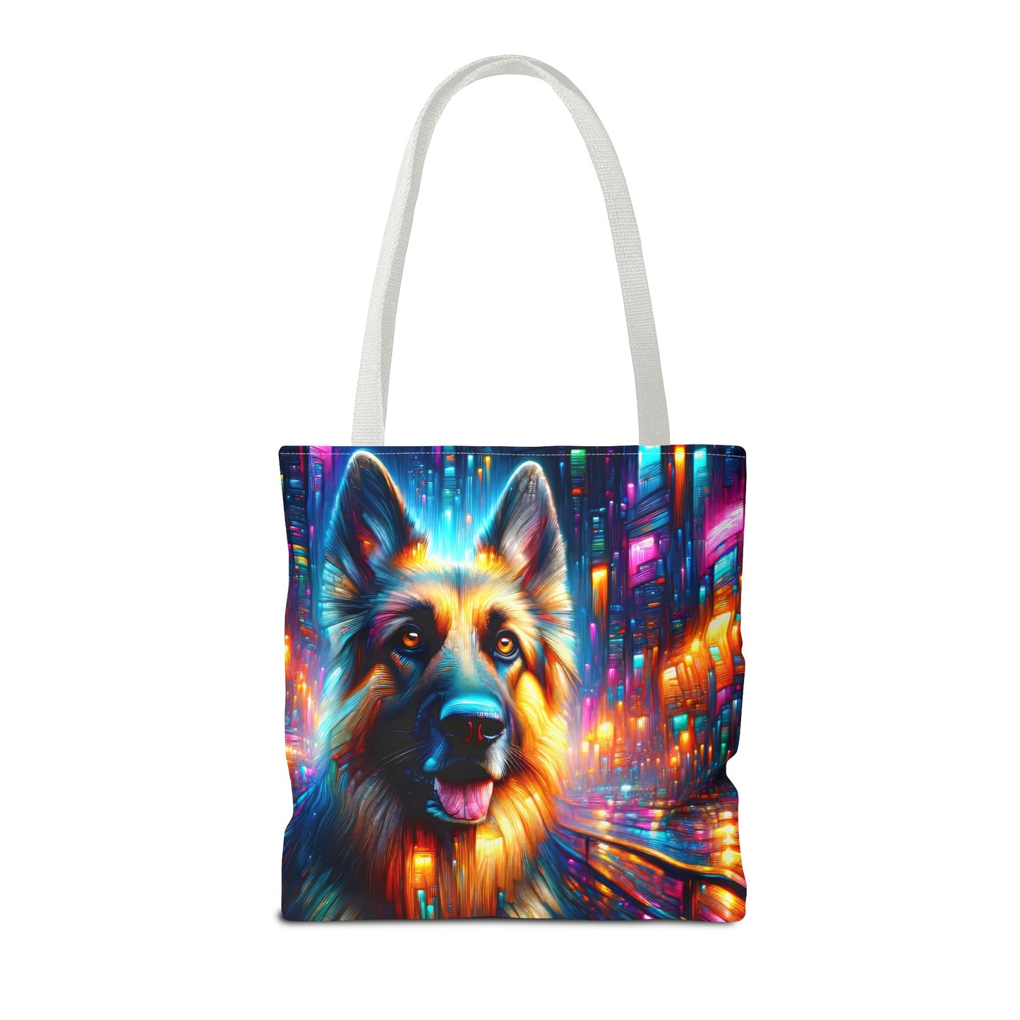 Neon light German Shepherd Tote Bag