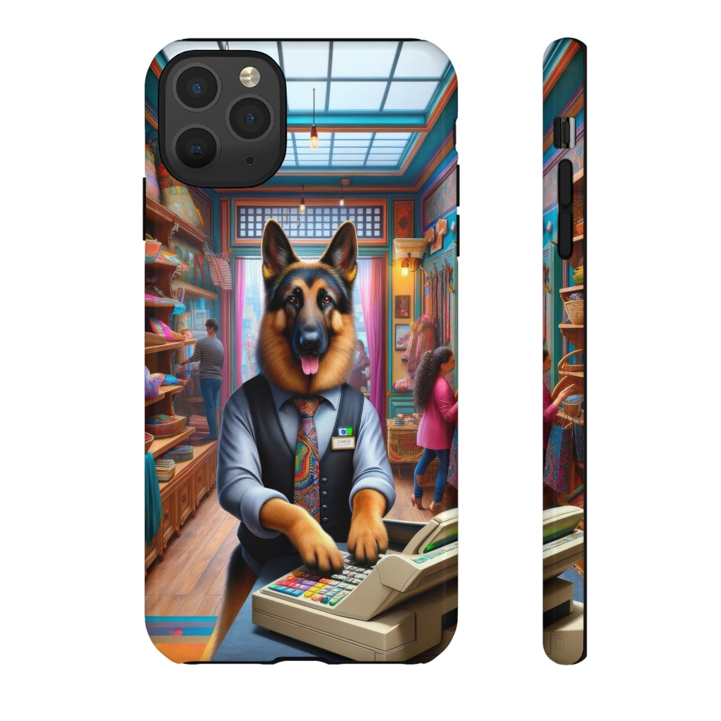 German Shepherd Operating a Cash Register Phone Case