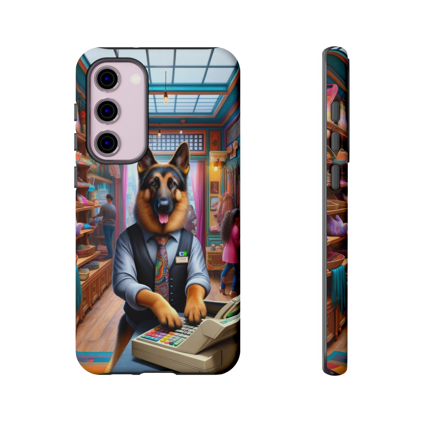 German Shepherd Operating a Cash Register Phone Case