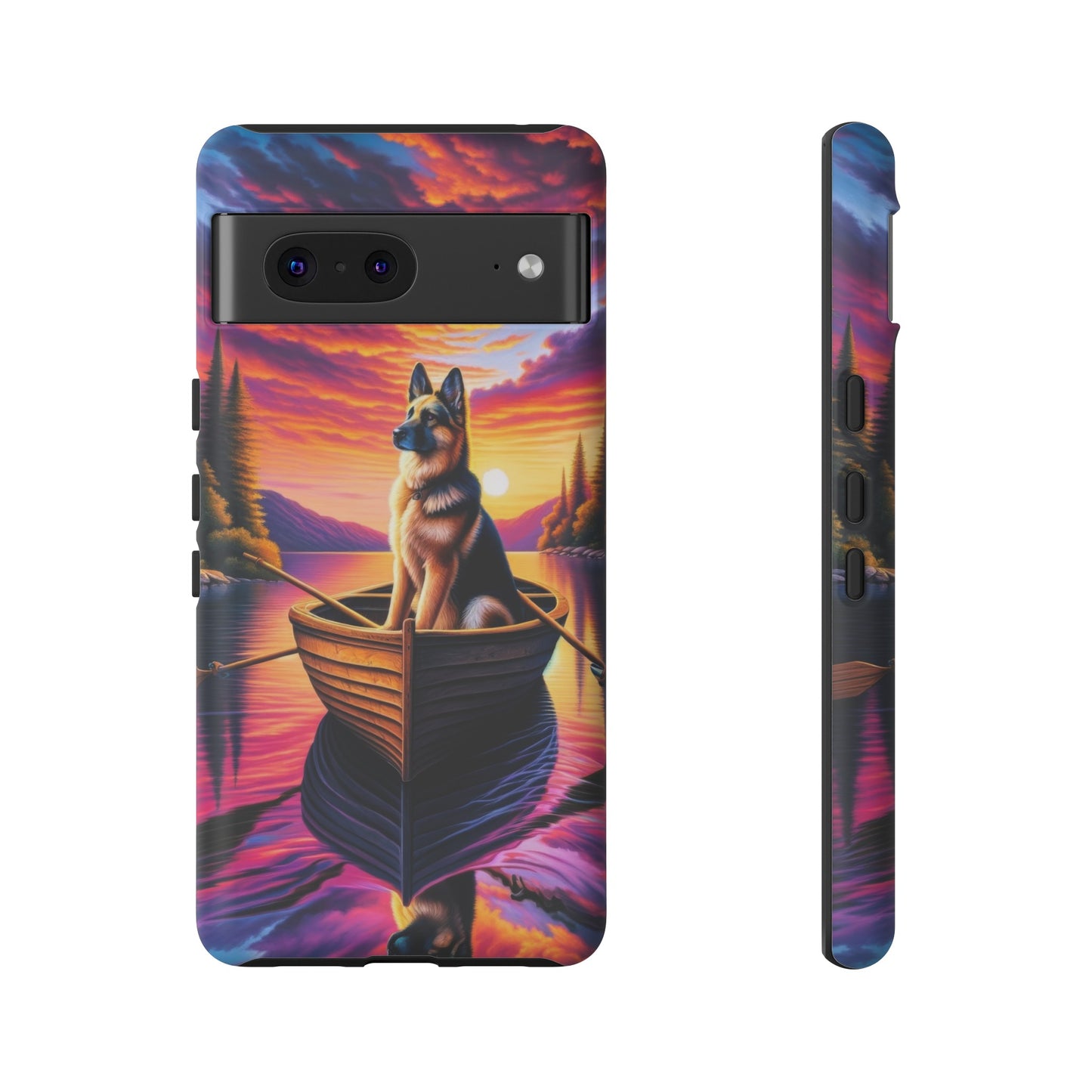 German Shepherd Rowing a boat Phone Case