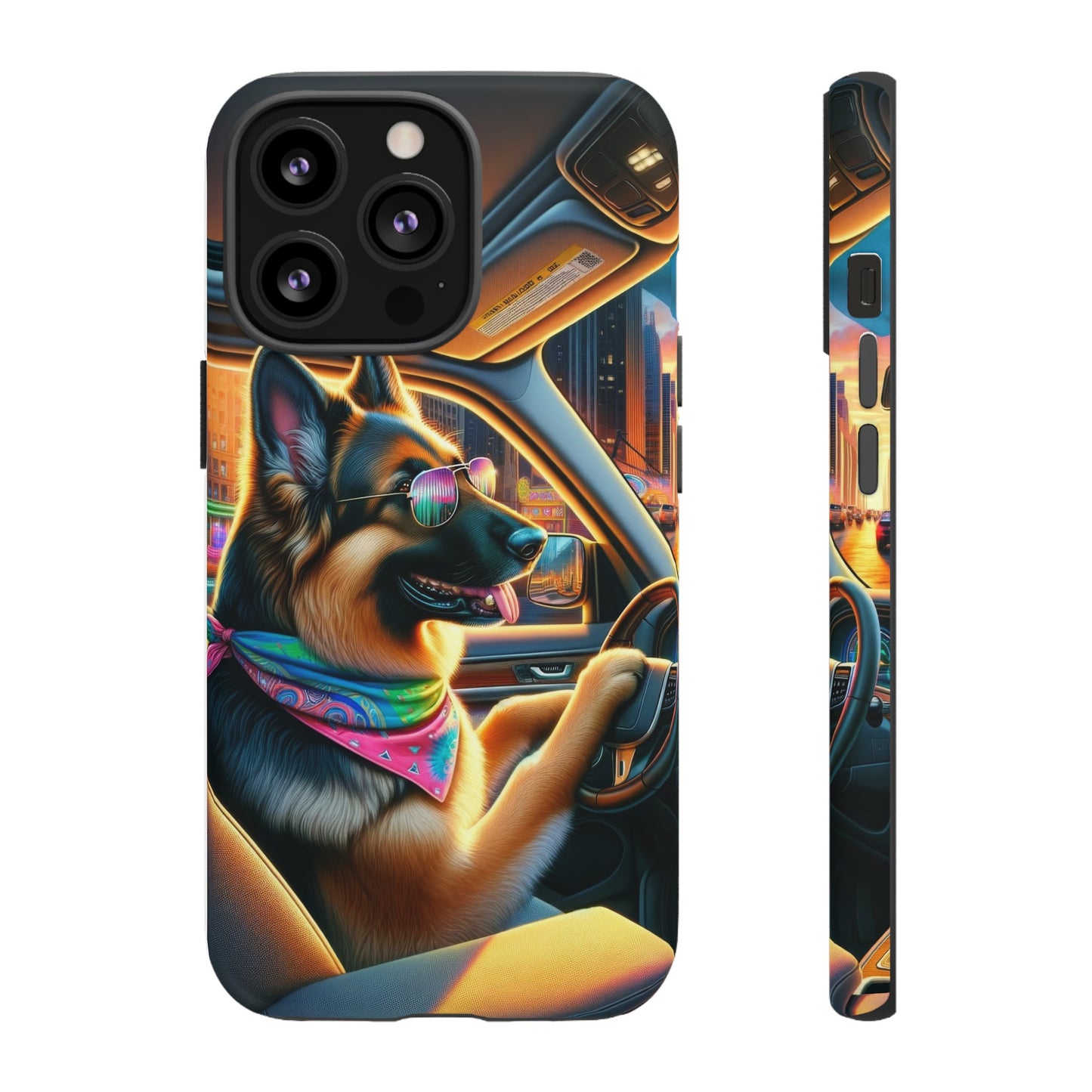 German Shepherd Driving a Car Phone Case