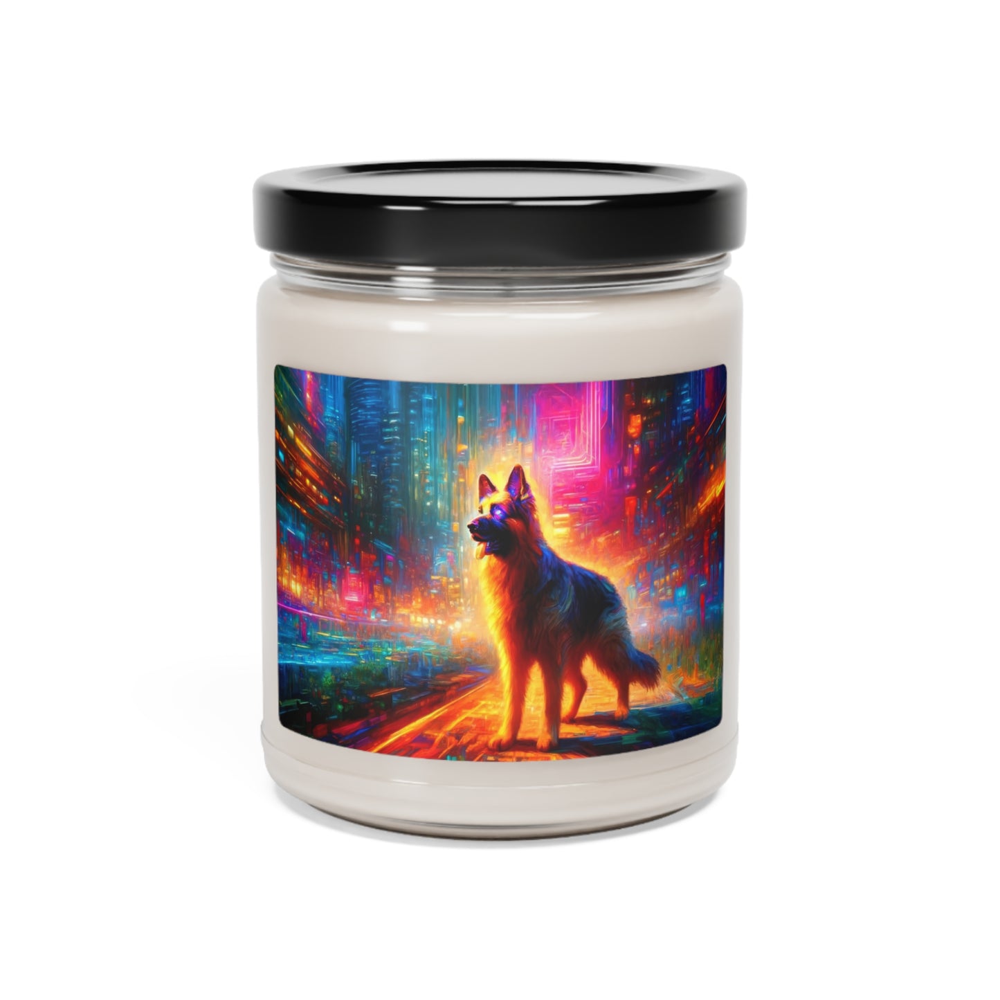 Neon light German Shepherd Scented Soy Candle, 9oz