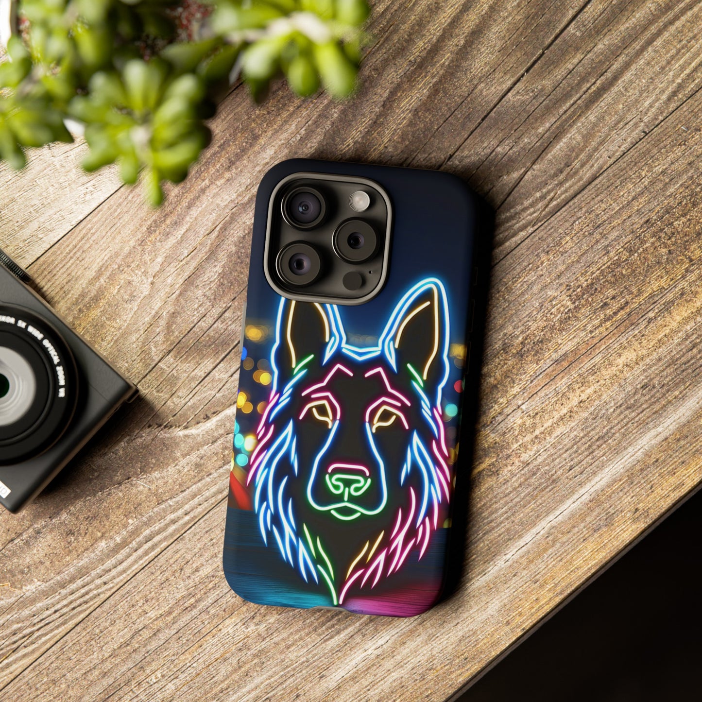 German Shepherd Neon Light Phone Case