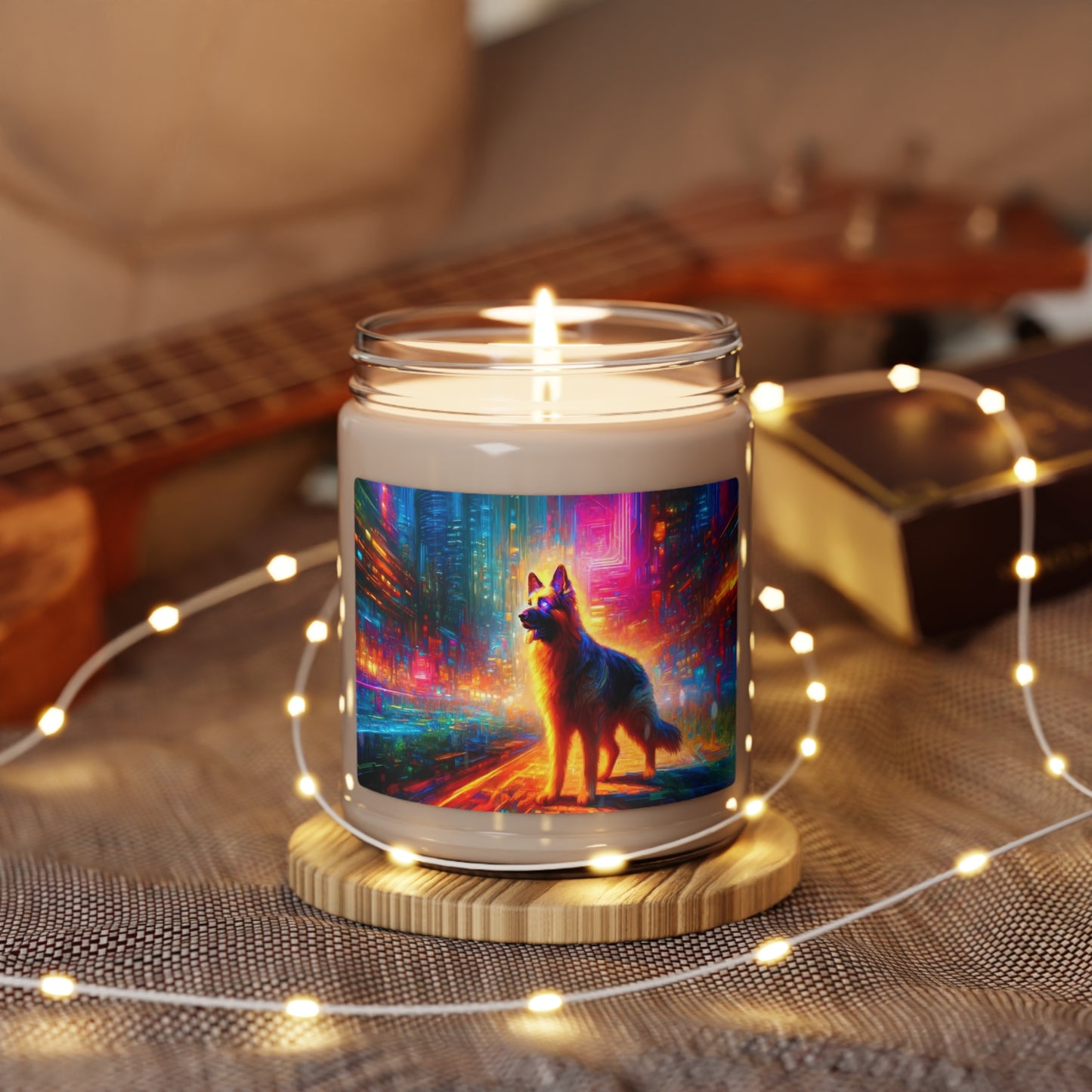 Neon light German Shepherd Scented Soy Candle, 9oz