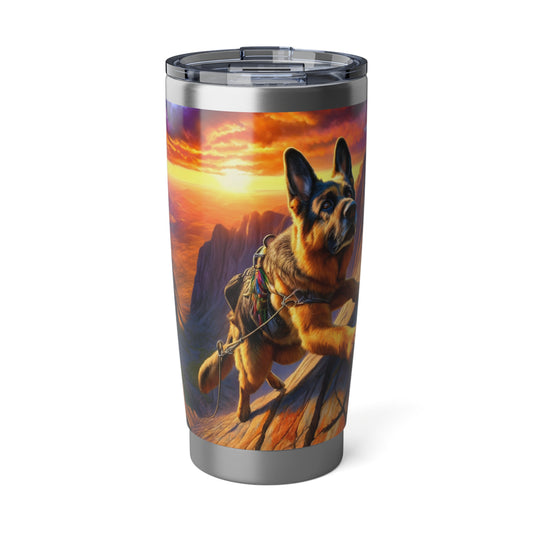 German Shepherd Rock climbing 20oz Tumbler