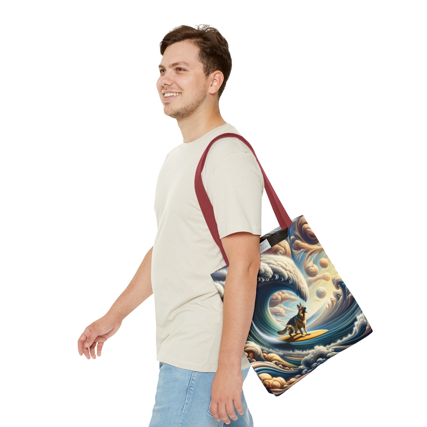 German Shepherd Surfing Tote Bag