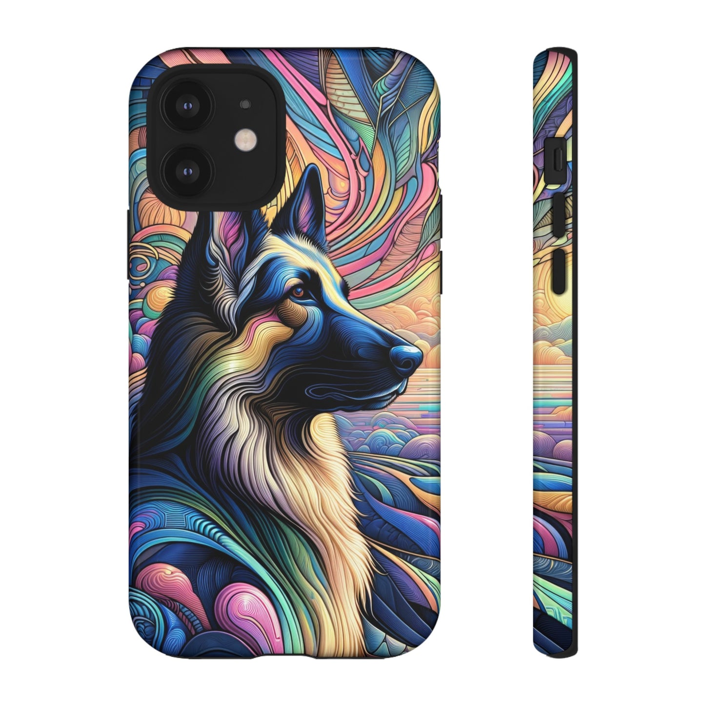 Art nouveau and vaporwave German Shepherd Phone Case