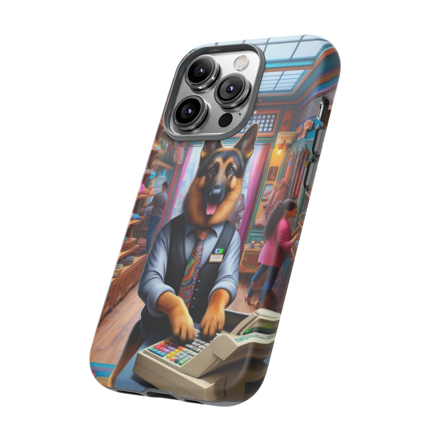 German Shepherd Operating a Cash Register Phone Case