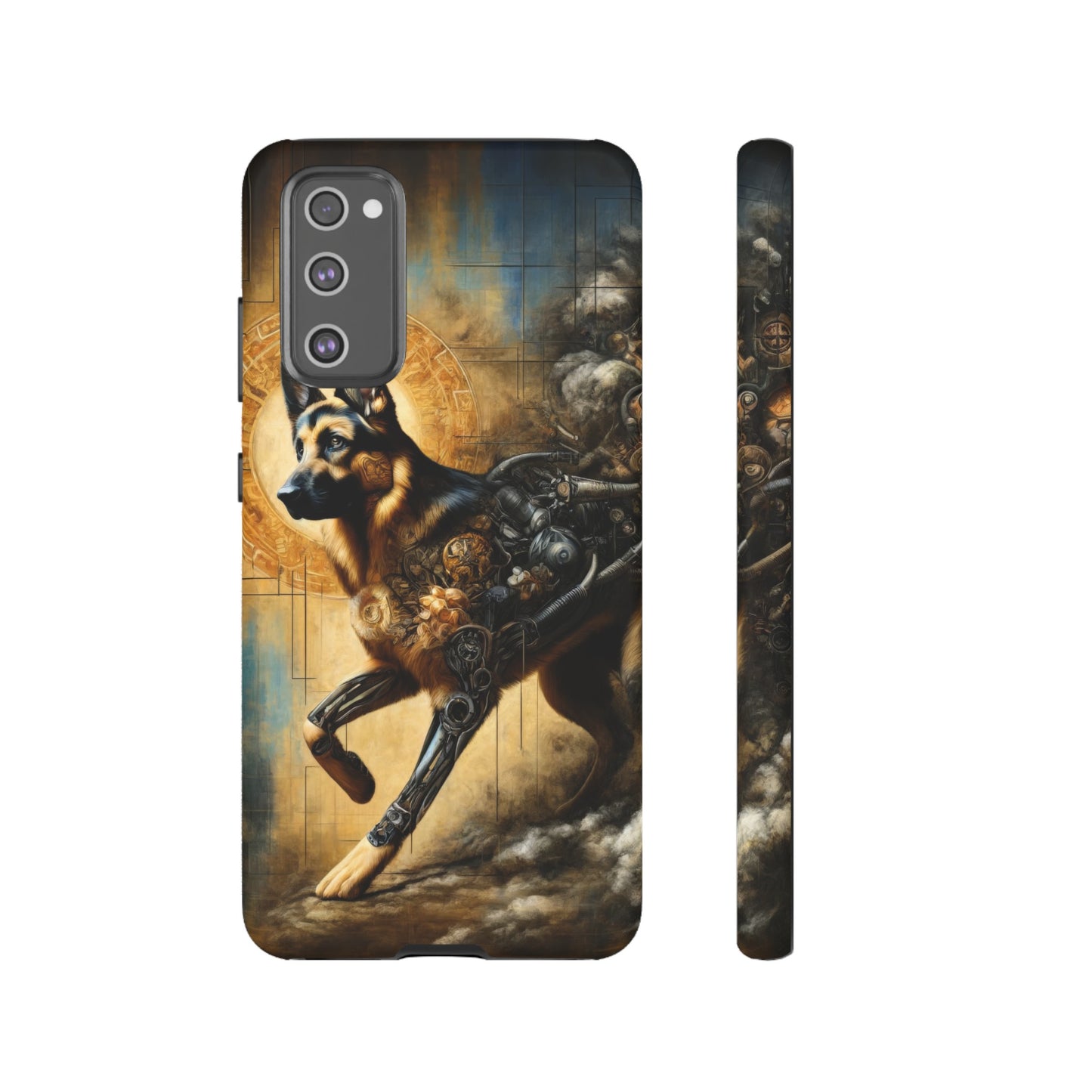 Byzantine, charcoal, and cybernetic German Shepherd Phone Case