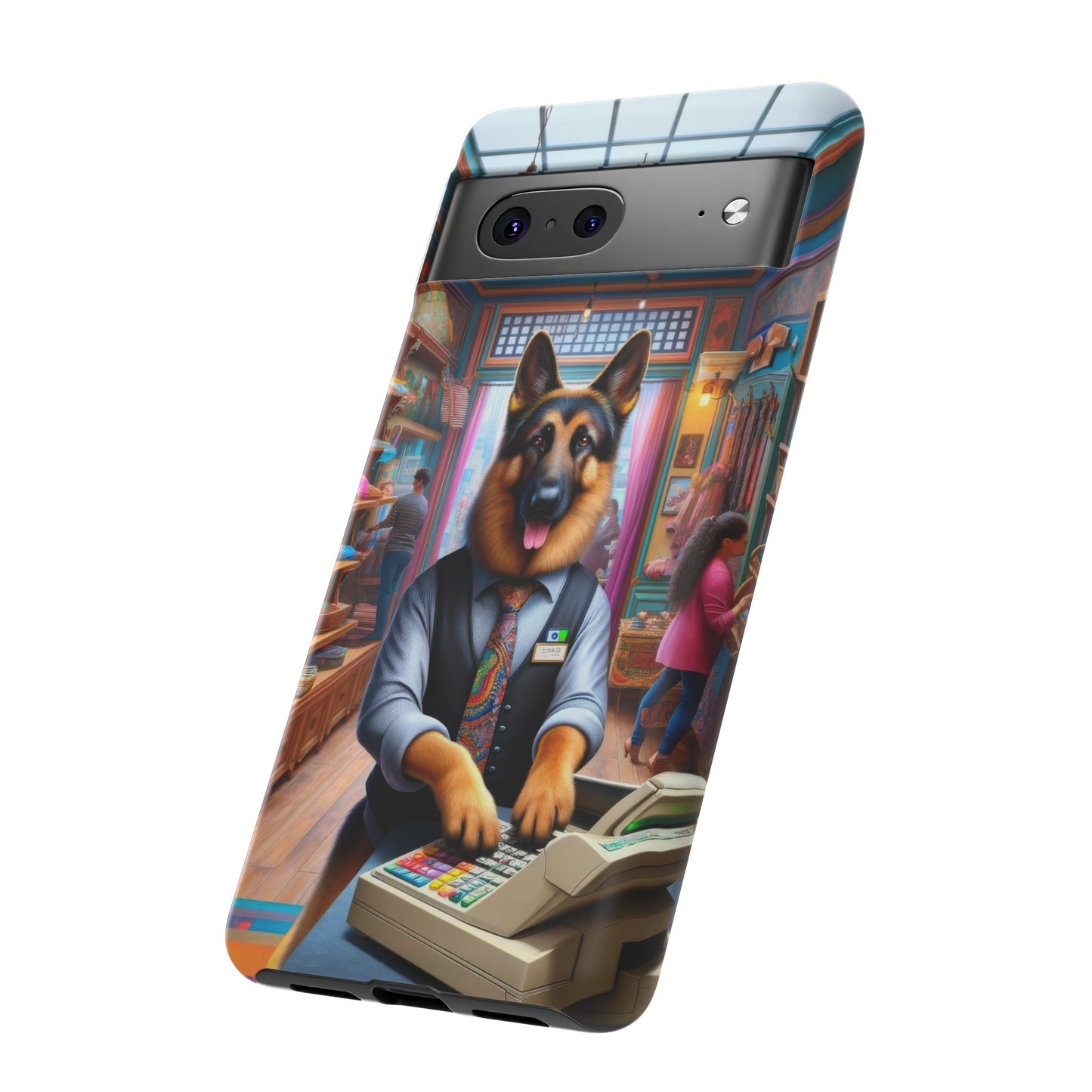 German Shepherd Operating a Cash Register Phone Case
