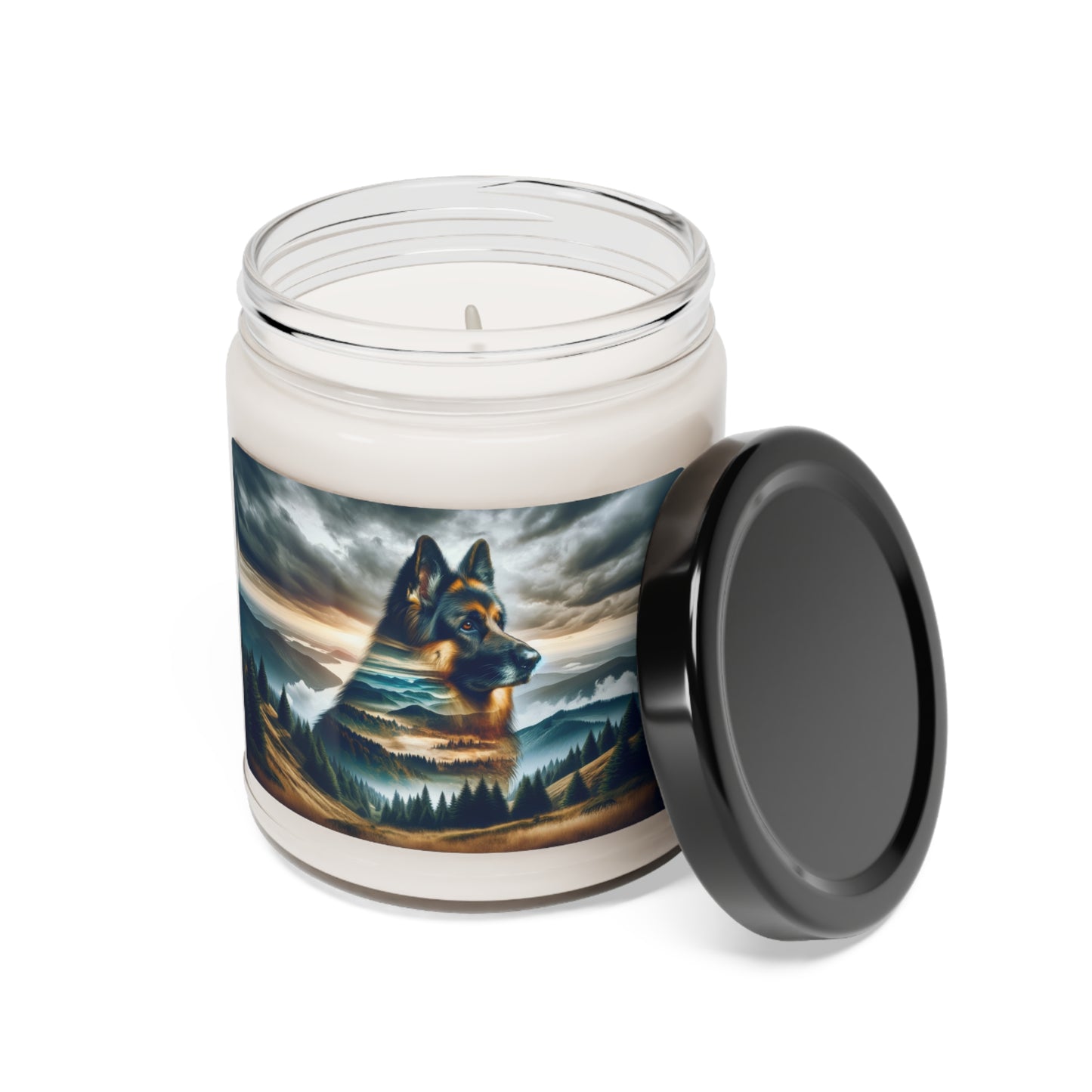 Romanticism and double exposure German Shepherd Scented Soy Candle, 9oz