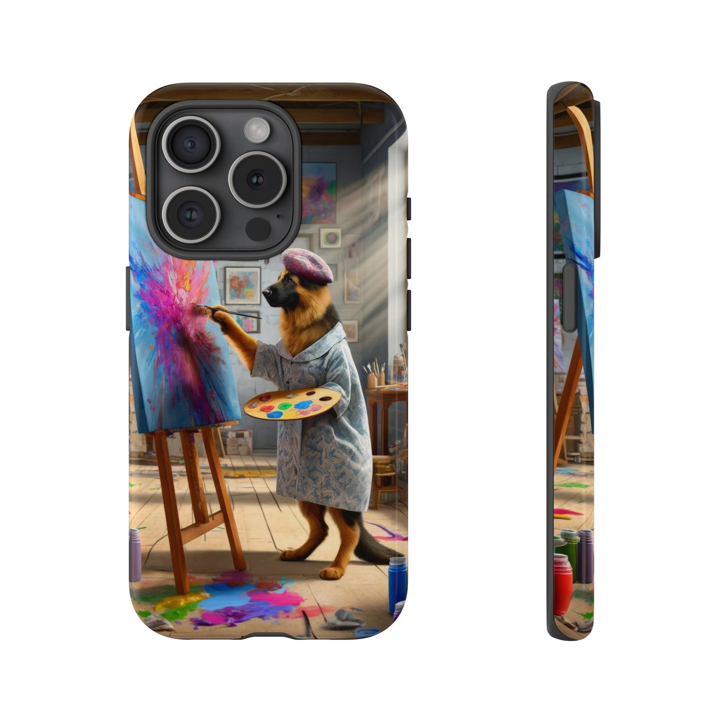 German Shepherd Painting on a Canvas Phone Case