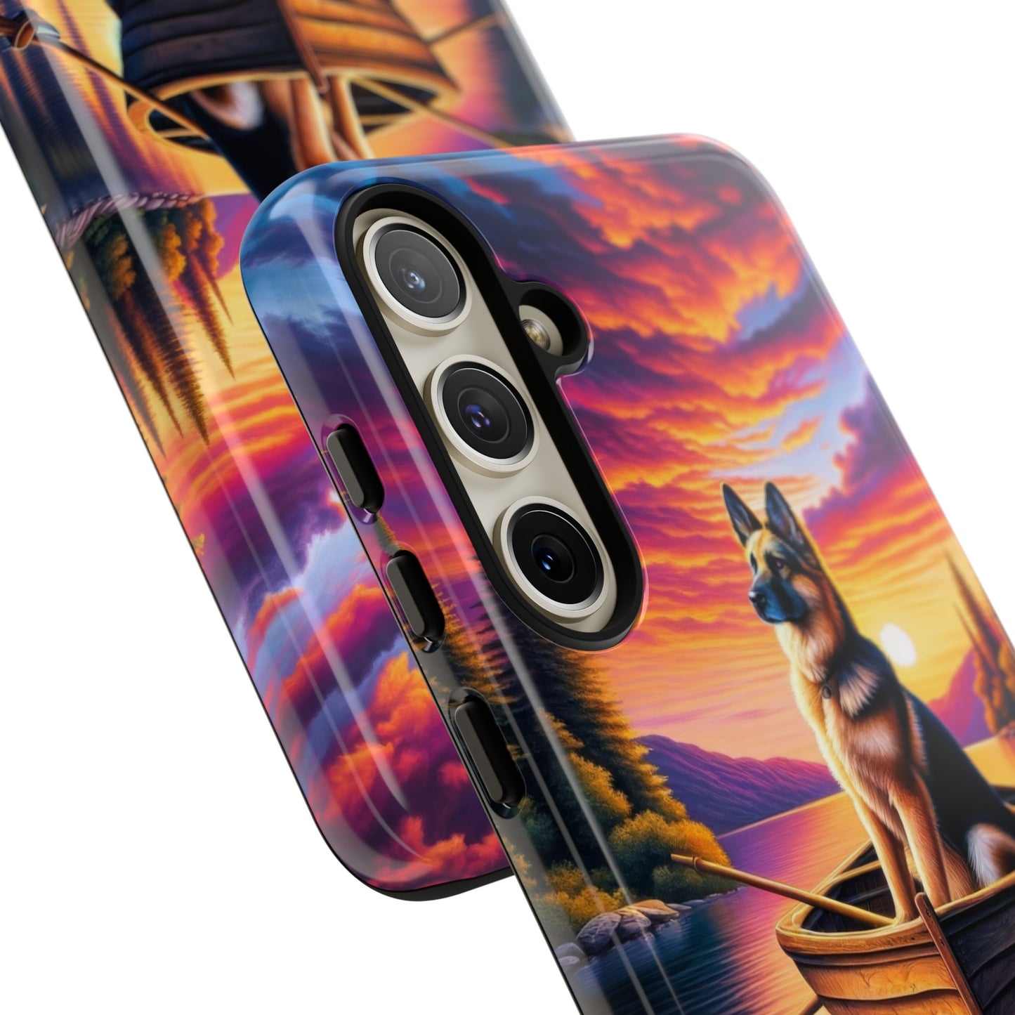 German Shepherd Rowing a boat Phone Case