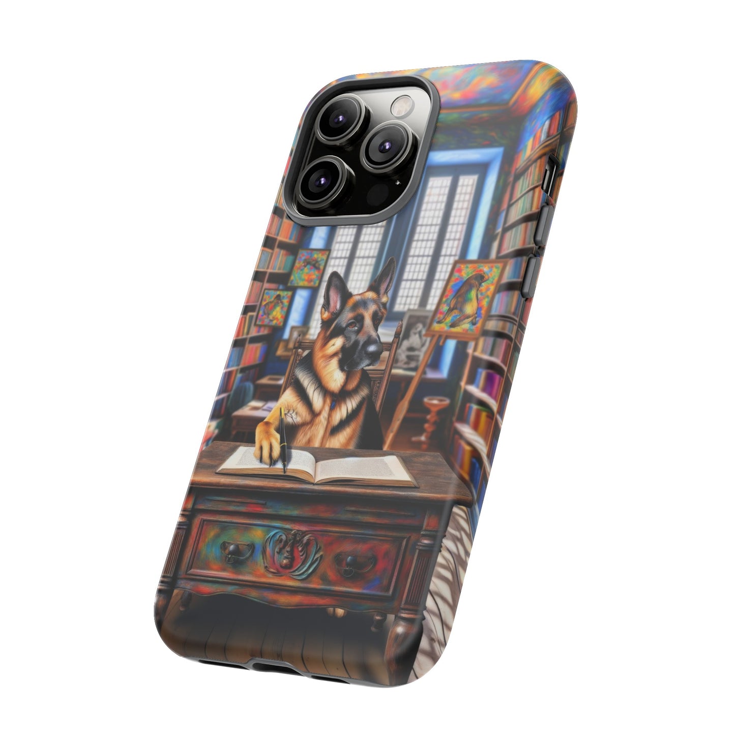 German Shepherd Writing a Book Phone Case