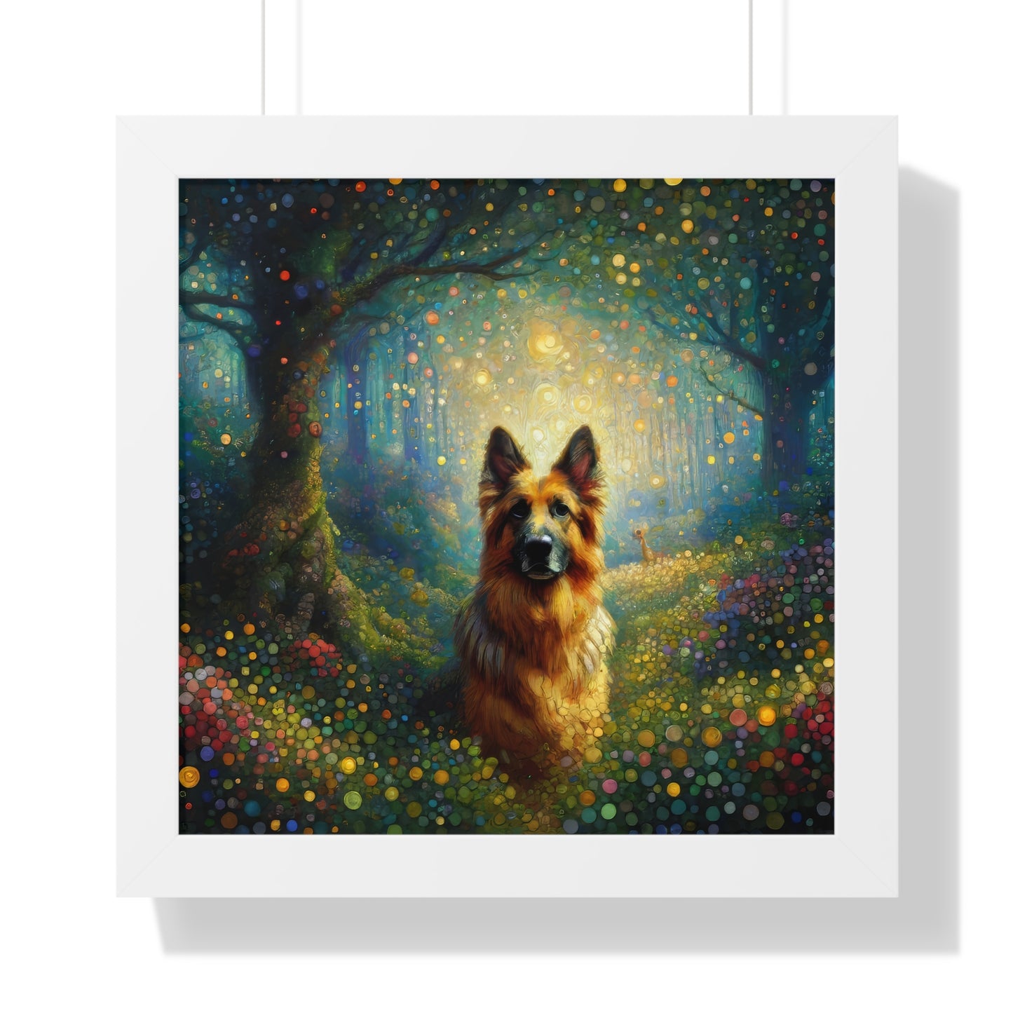 Neo-impressionism and fairy tale German Shepherd Framed Poster Painting 16x16