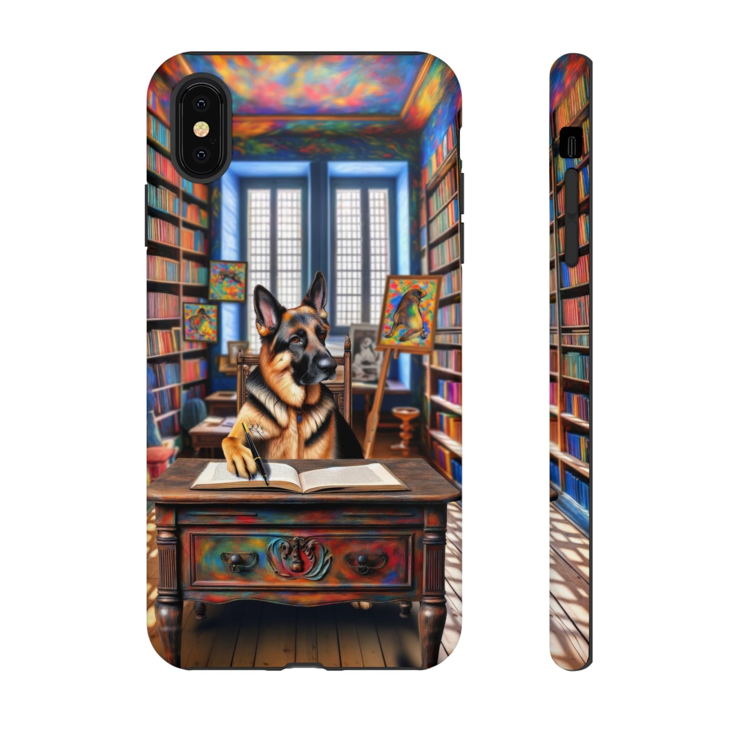 German Shepherd Writing a Book Phone Case