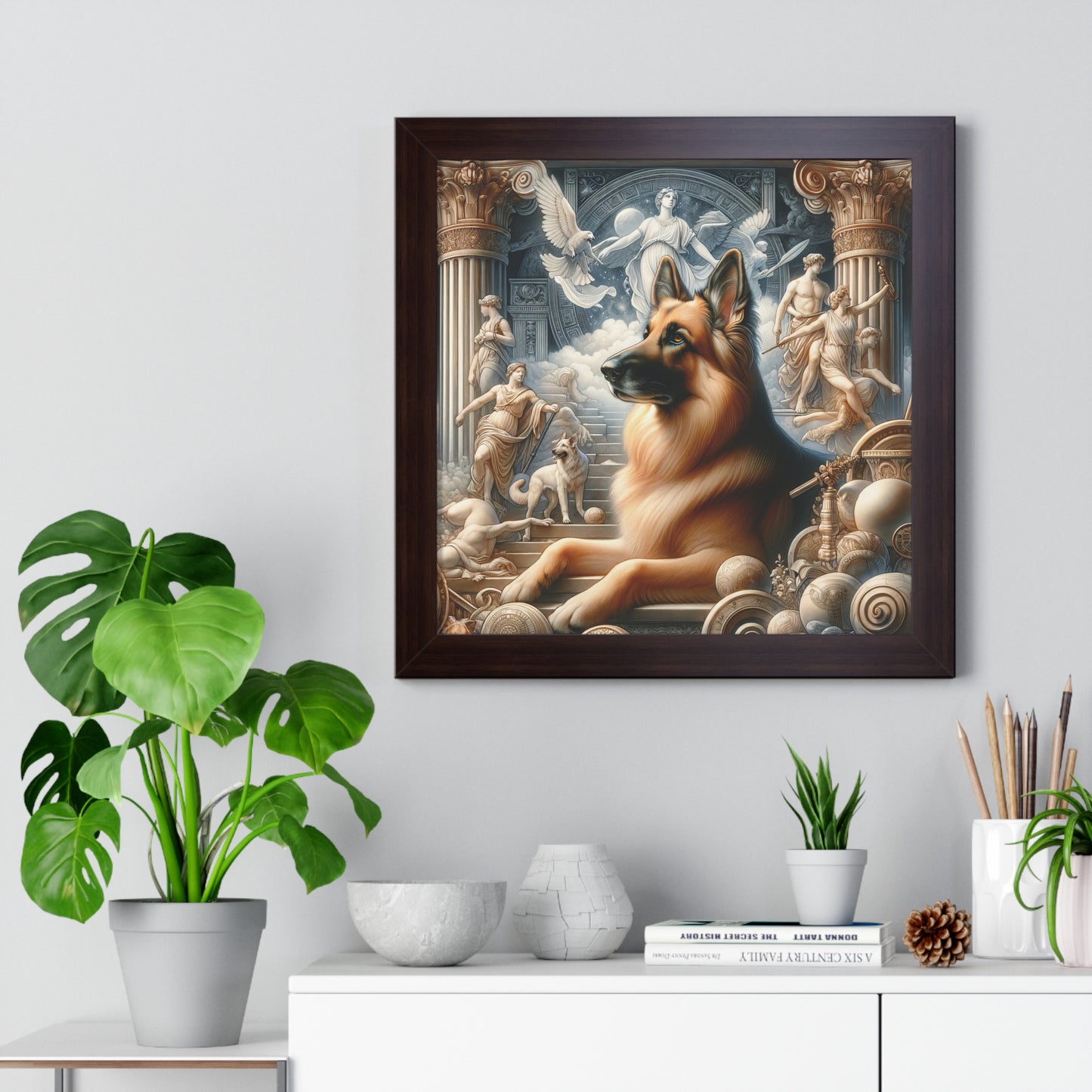 Neo-classicism and dreamy fantasy German Shepherd Framed Poster Painting 16x16