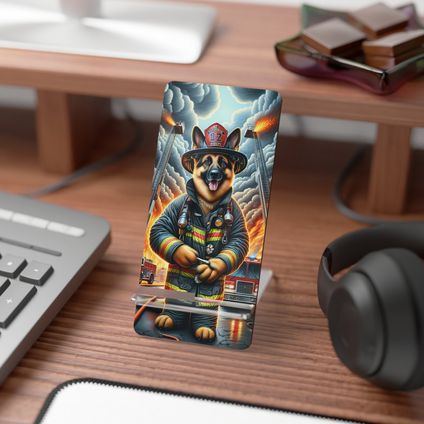 German Shepherd Working as a Fireman Smartphone Stand