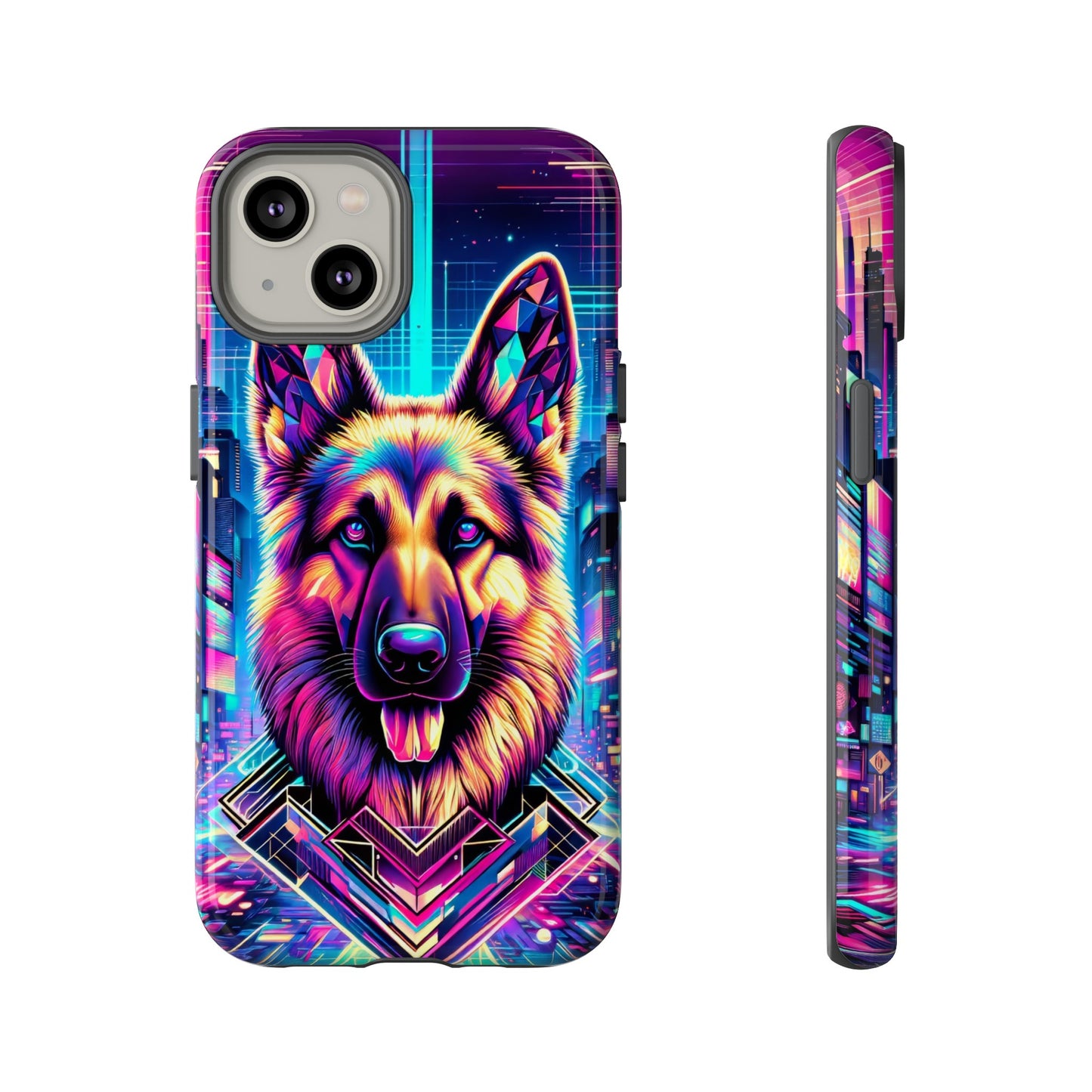 Glitch art German Shepherd Phone Case