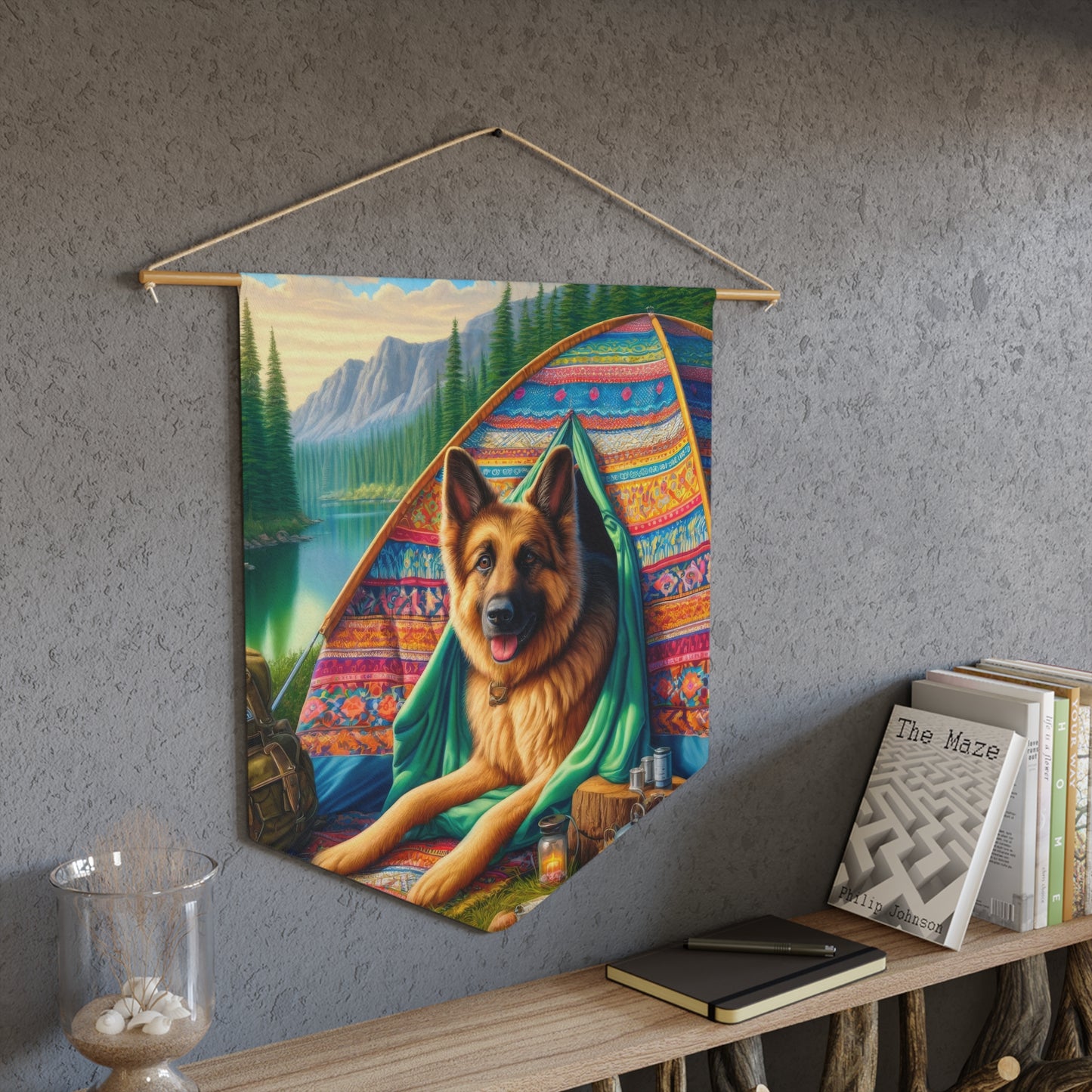 German Shepherd Camping  Pennant