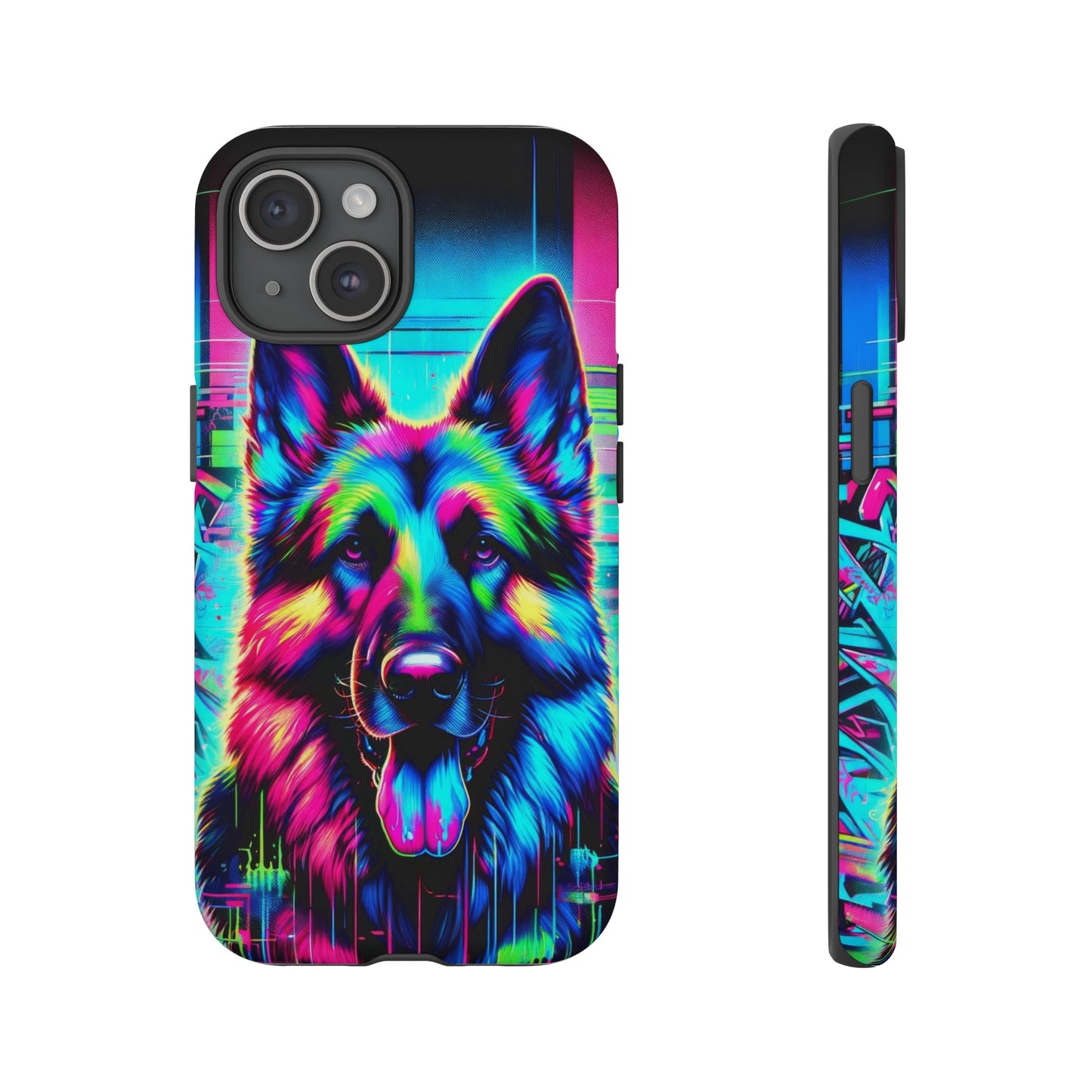 Neon graffiti German Shepherd Phone Case