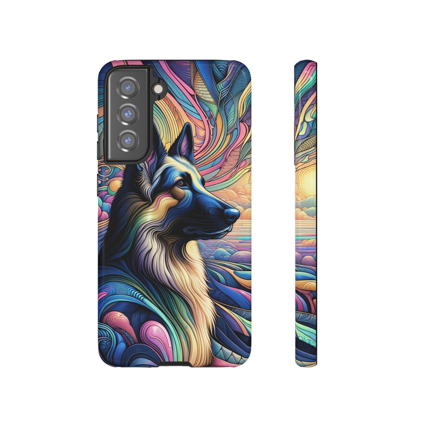 Art nouveau and vaporwave German Shepherd Phone Case