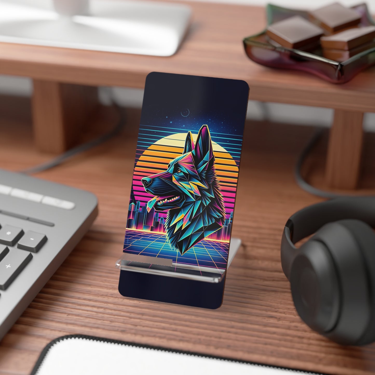 Origami and polyart German Shepherd Smartphone Stand