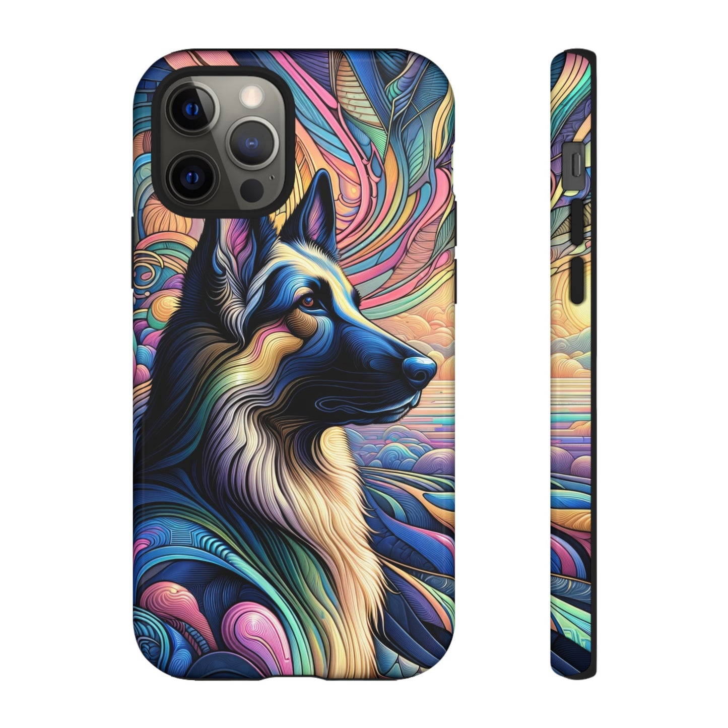 Art nouveau and vaporwave German Shepherd Phone Case