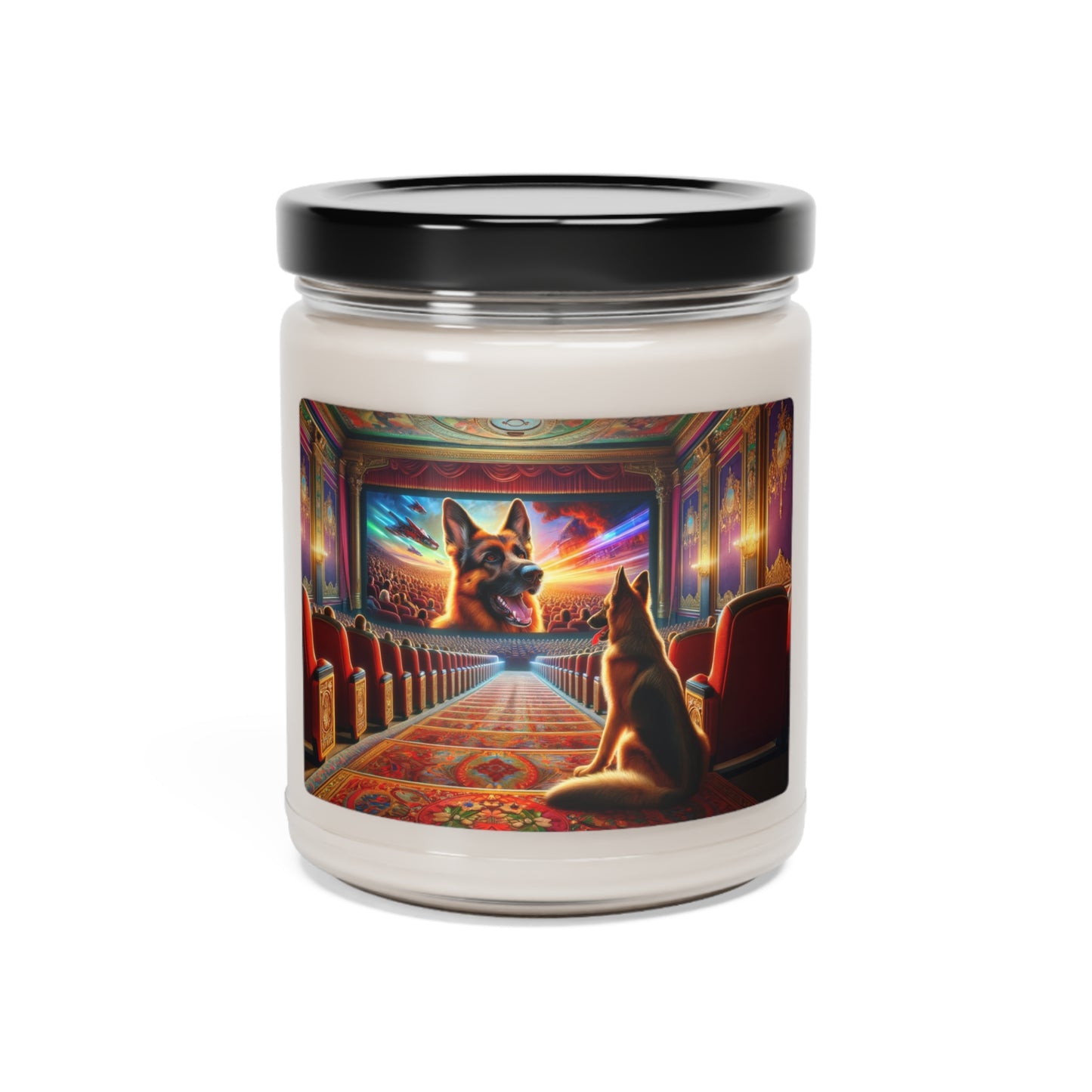 German Shepherd In a Theater  Scented Soy Candle, 9oz