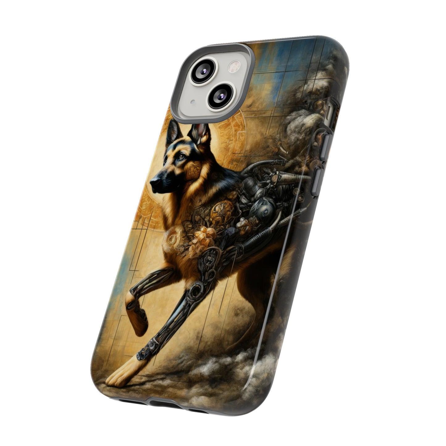 Byzantine, charcoal, and cybernetic German Shepherd Phone Case