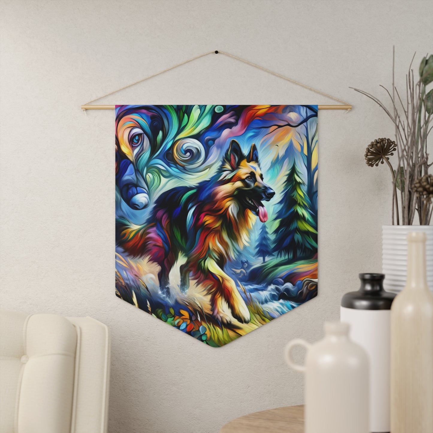 Fantasy and fauvism German Shepherd Pennant