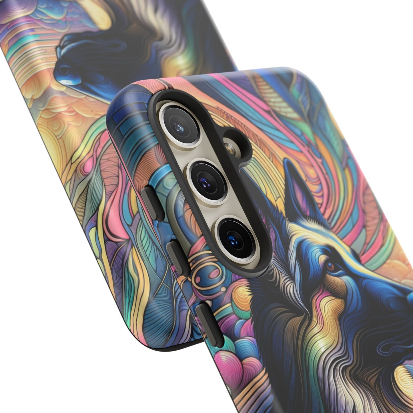 Art nouveau and vaporwave German Shepherd Phone Case