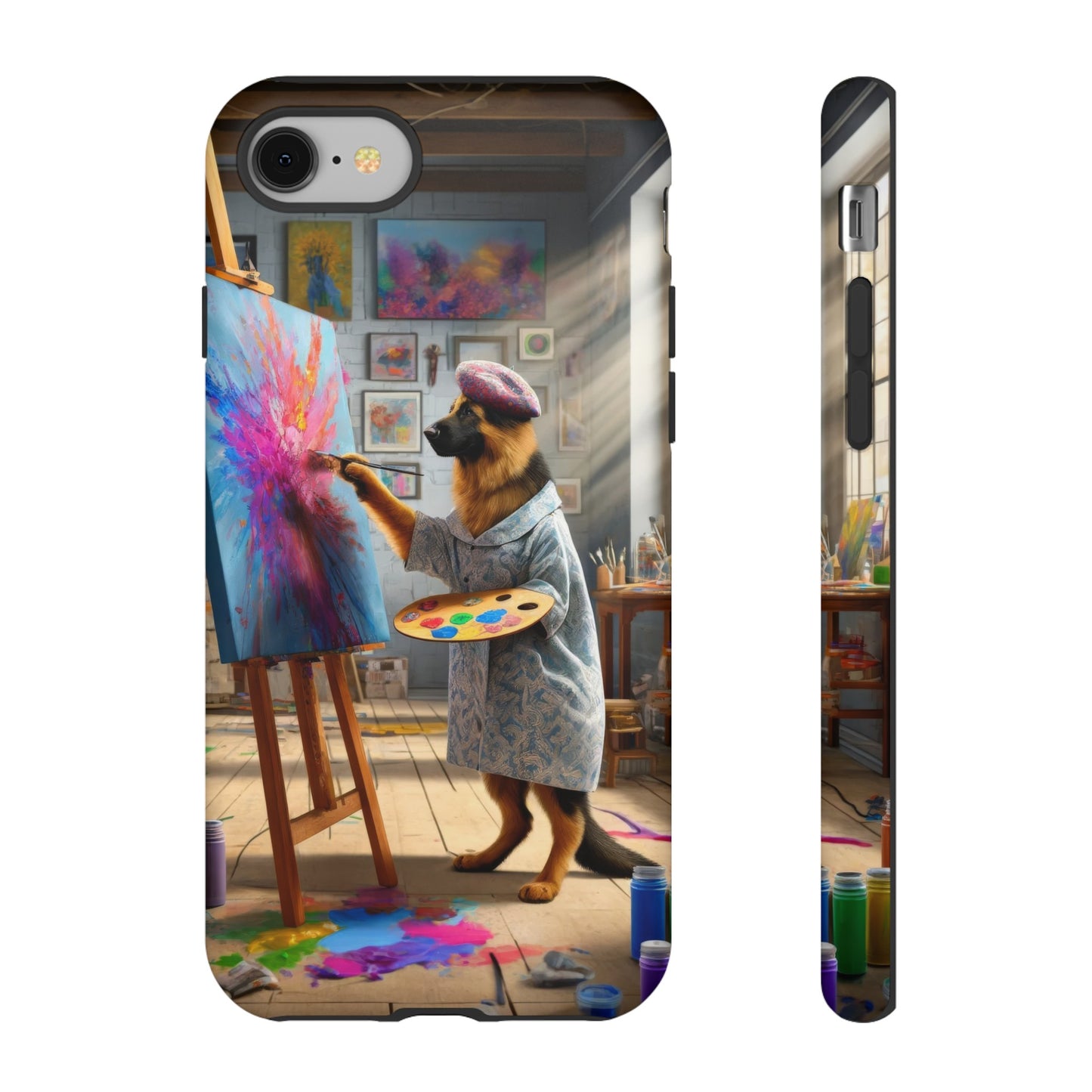 German Shepherd Painting on a Canvas Phone Case