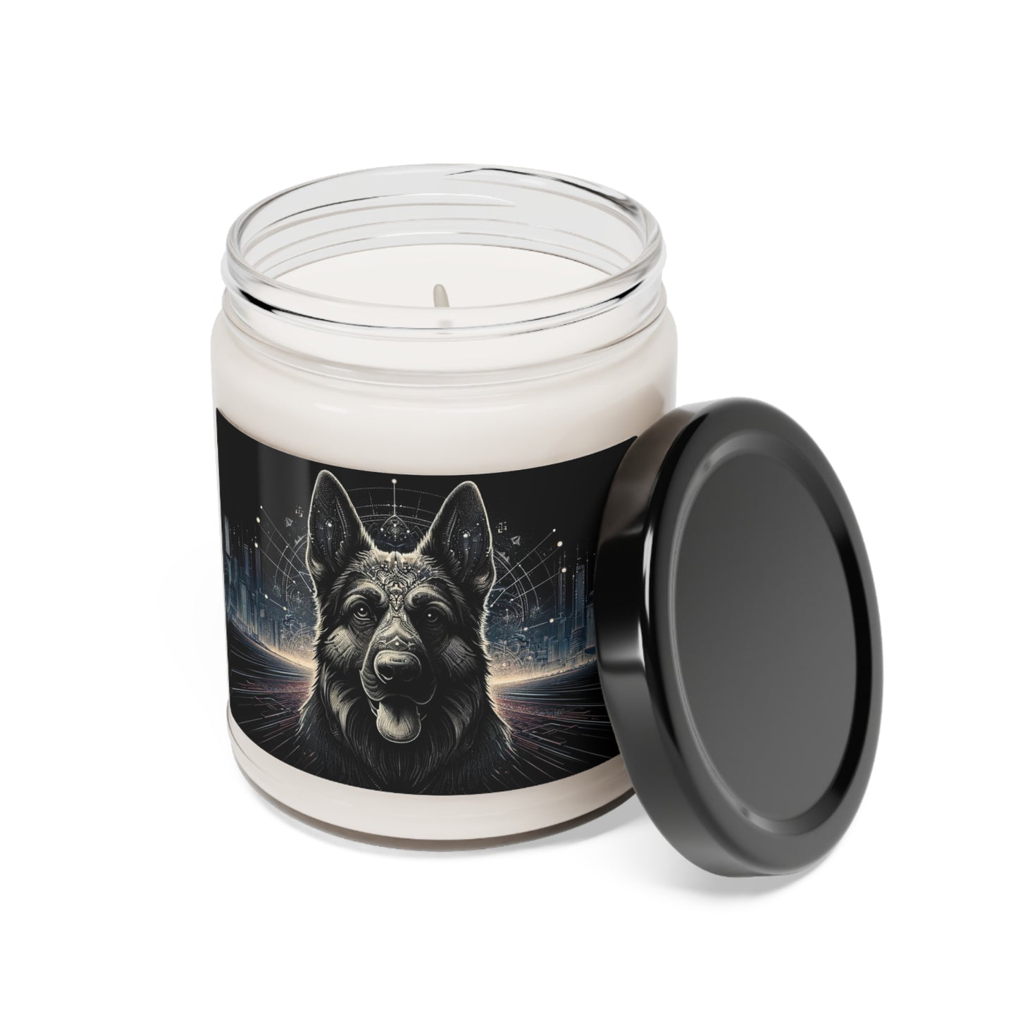 Futuristic German Shepherd Scented Soy Candle, 9oz