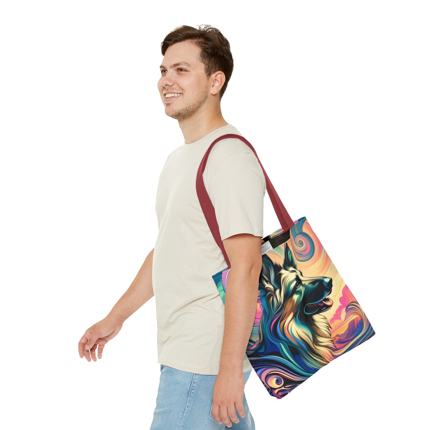 Art nouveau and vaporwave German Shepherd Tote Bag