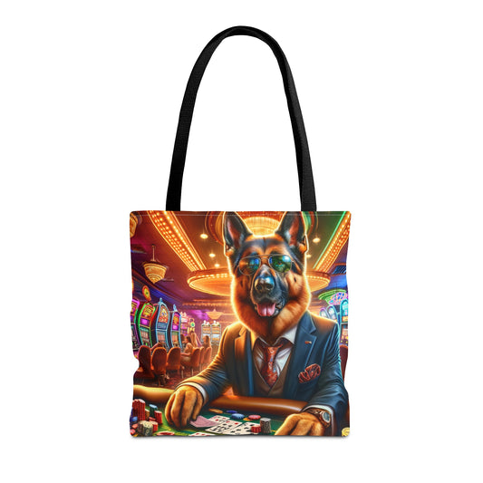 German Shepherd Playing Poker Tote Bag