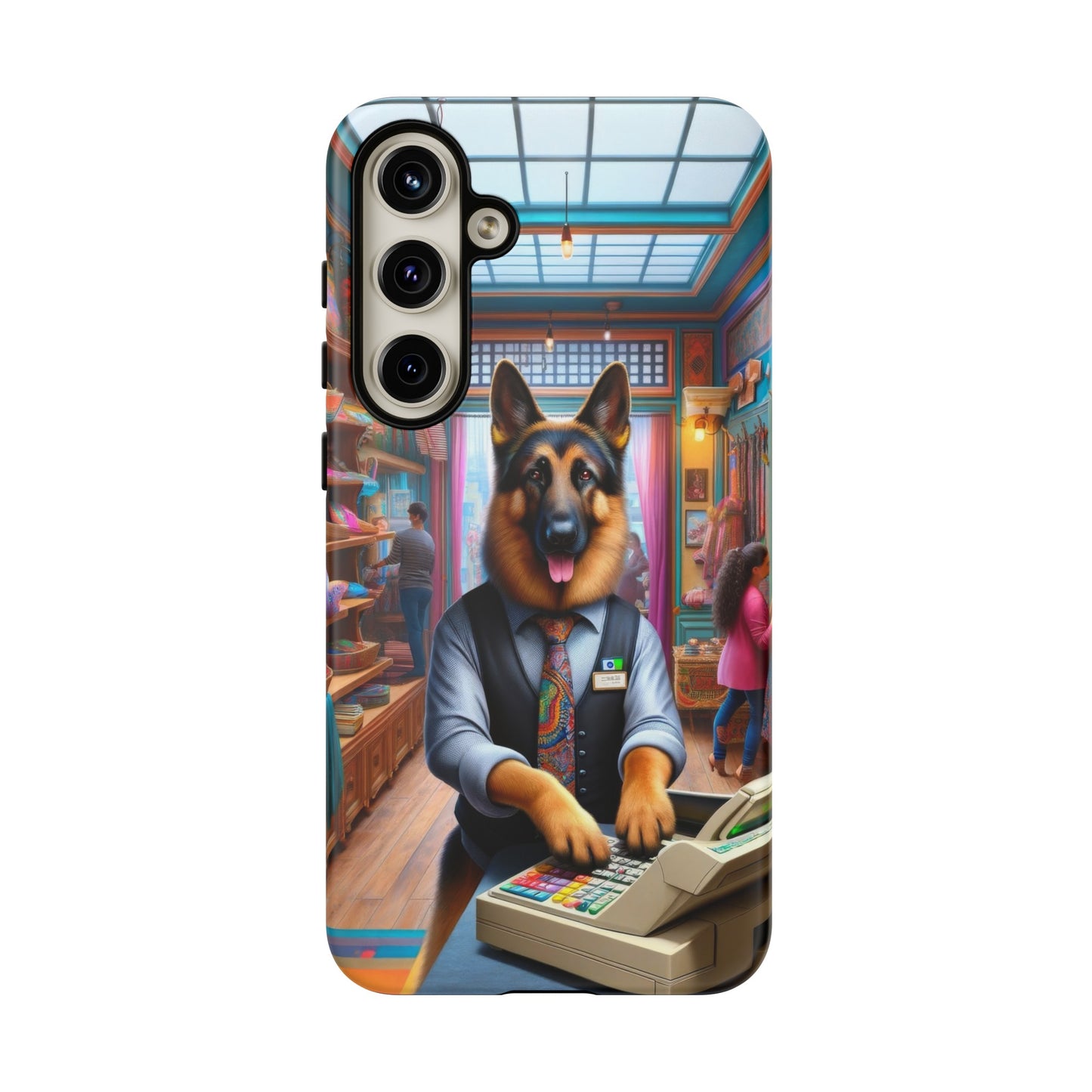 German Shepherd Operating a Cash Register Phone Case