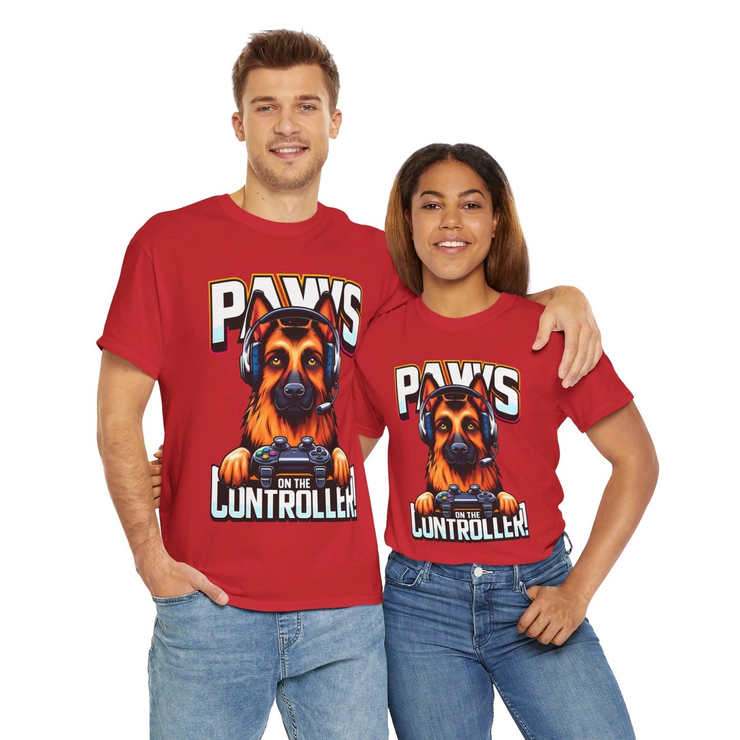 Paws on the Controller T-Shirt (13 colors) (German Shepherd)