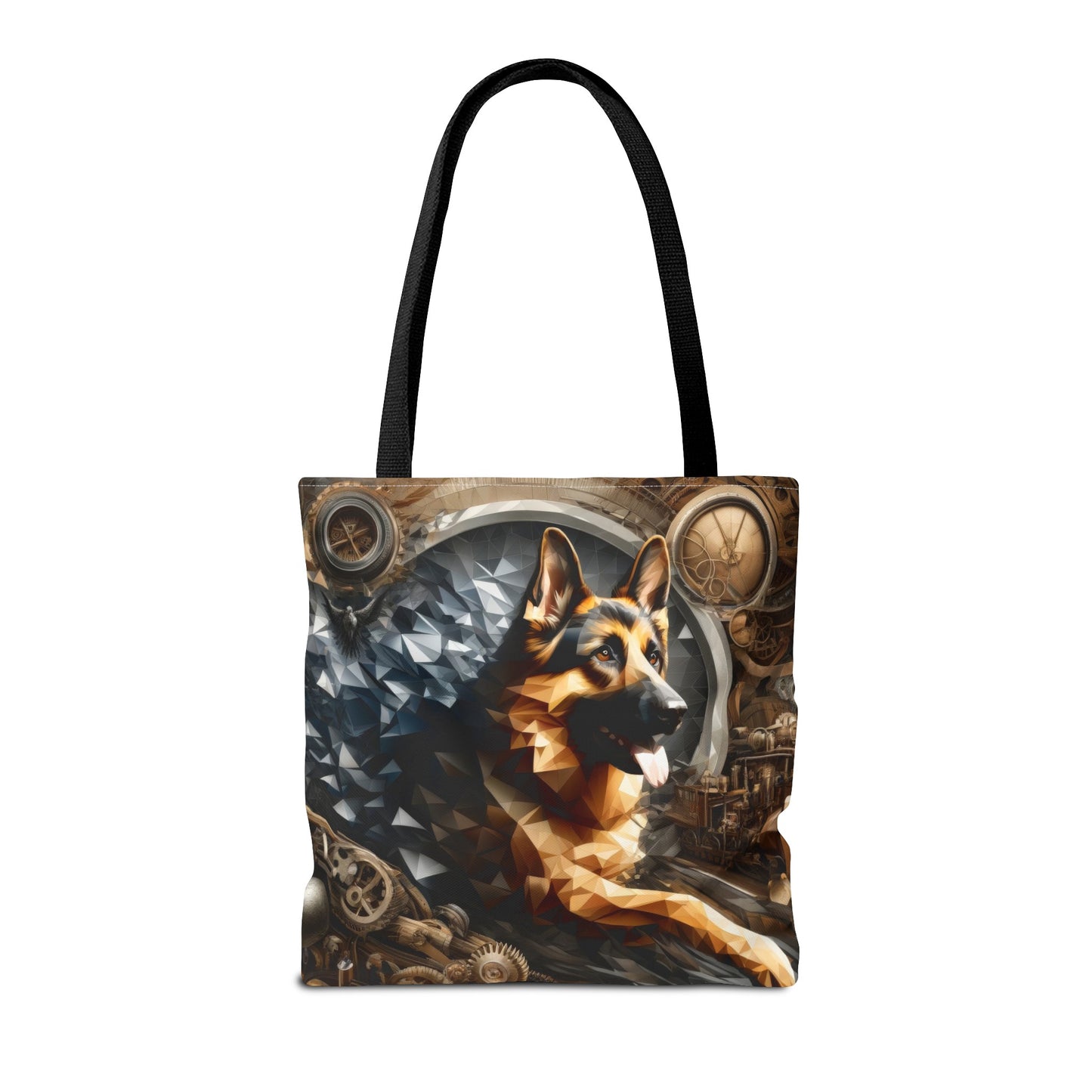 Scratchboard and vaporwave German Shepherd Tote Bag