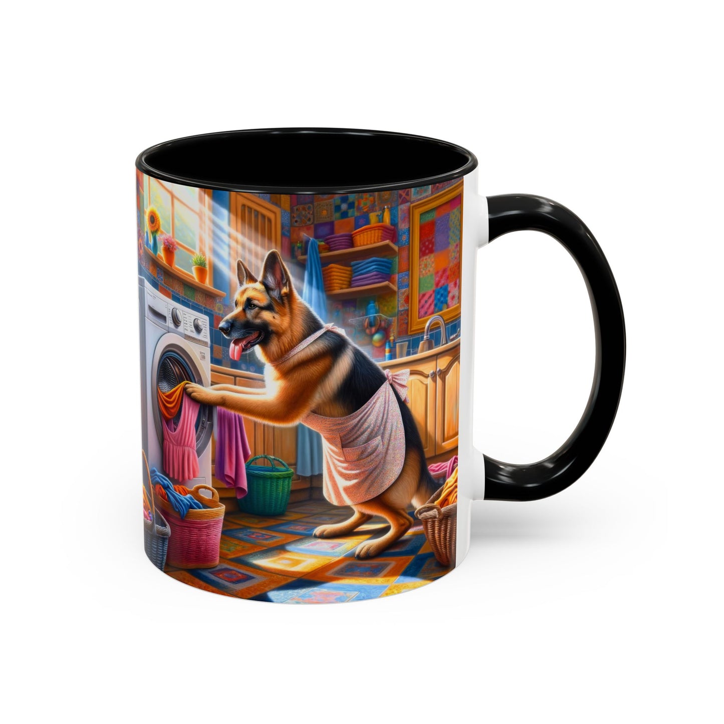 German Shepherd Doing Laundry Coffee Mug