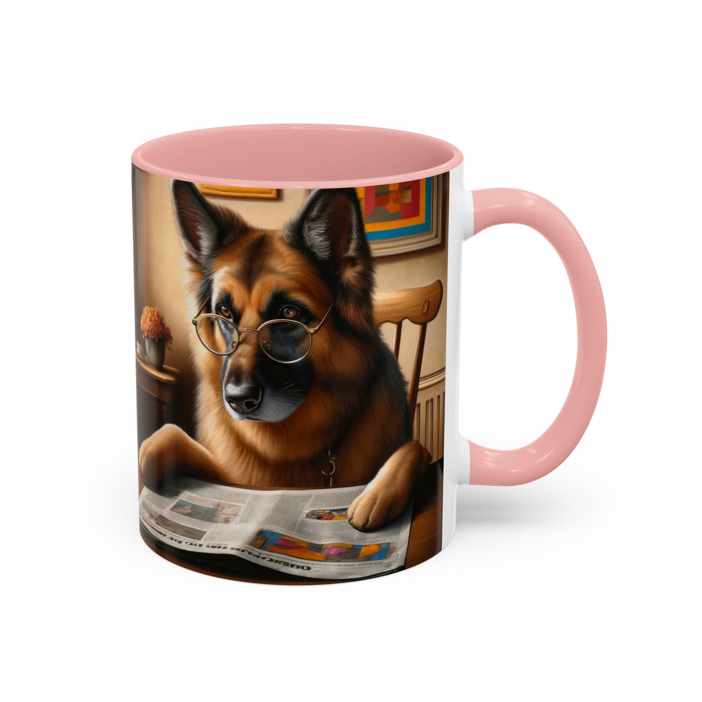 German Shepherd Reading a Newspaper Coffee Mug