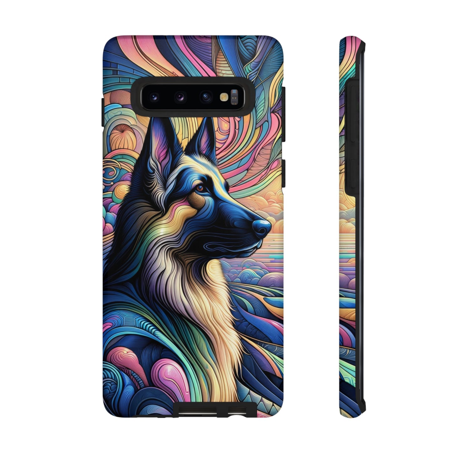 Art nouveau and vaporwave German Shepherd Phone Case