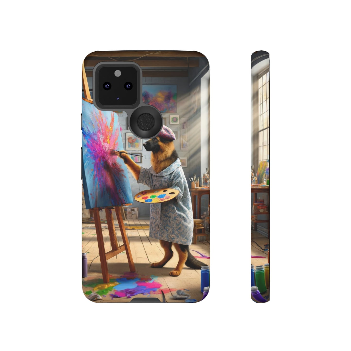 German Shepherd Painting on a Canvas Phone Case